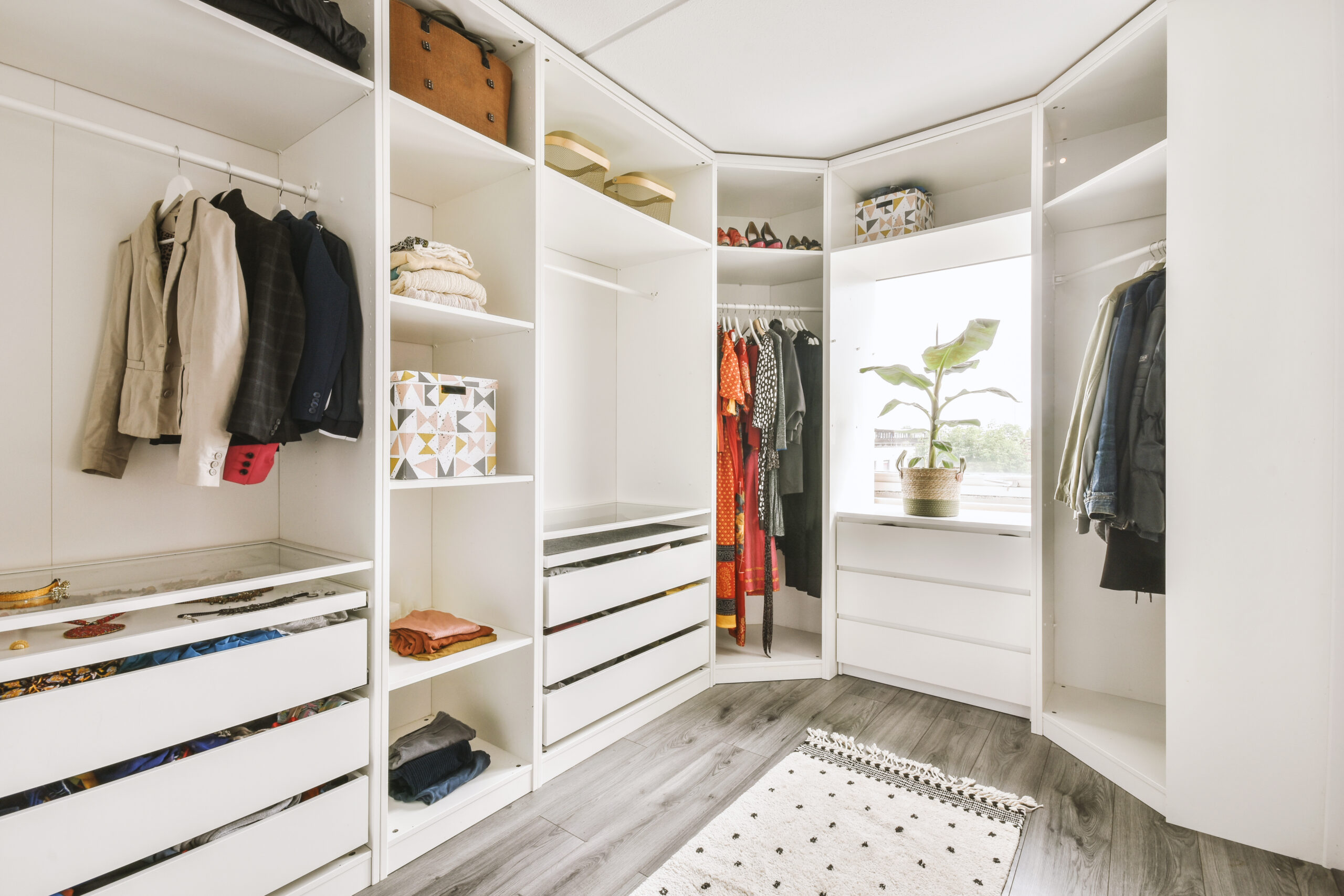 White wardrobe in light room at home